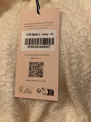 Oh Polly Ivory Strapless Sequin Bodycon Long Dress Side Slit Zip Size 14
