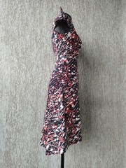 Agnes B Dress Sleeveless Zip Blots Asymmetric 100% Cotton France Size 36/S