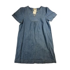 Madewell Denim Split Neck Shift Dress Medium Wash Blue Mini L4472 DM2902 Size M