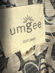 UMGEE ARTSY BOHO BLACK & TAN FLORAL GAUZY CRINKLE BUTTON DOWN DRESS SZ S