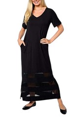 Colleen Lopez Women&rsquo;s EveryWear Mesh Insert Maxi Dress Black