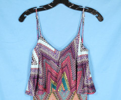 VERONICA M Stretch Knit GEOMETRIC/CHEVRON Sleeveless TIE BACK Maxi Dress Sz XS