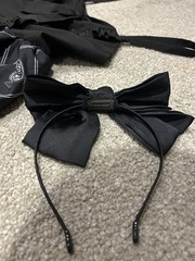 Black gothic Lolita dress with a bow headwear, alternative Lolita dress