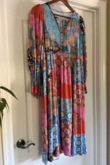 SPELL & THE GYPSY Cha Cha Patchwork Midi Dress Boho size M Jewel Colorway