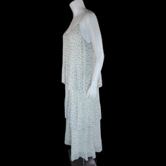 NWT Samsoe Samsoe Womens Large White Pleated Blue Polka Dot Maxi Dress Tatiana