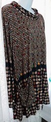 Erin London Size Large Polyester Spandex Dot Pocket Tunic Long Sleeve Dress