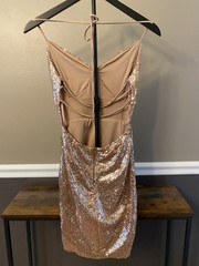 Windsor Rose Gold Sequin Dress Size Small Spaghetti Strap Party Cocktail Bodycon