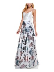 SAY YES TO THE Womens Fit + Flare Dress Ivory Spaghetti Strap Juniors 0