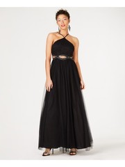 SEQUIN HEARTS Womens Dress Black Spaghetti Strap Formal Juniors 9
