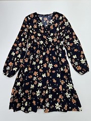 SHEIN Women&rsquo;s Blue Floral Fit & Flare Tie Waist Dress Size EU38 Regular Used