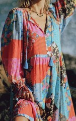 SPELL & THE GYPSY Cha Cha Patchwork Midi Dress Boho size M Jewel Colorway