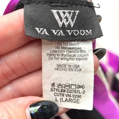 Va Va Voom Purple Striped Deep V-Neck Maxi Dress Long Sleeve Size L