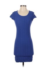 BCBGeneration Bodycon Mini Dress XS/S Blue Scoop Neck Exposed Back Pull On