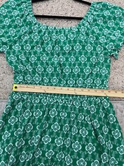 Boden Dress Womens US 8R Green White Embroidered Floral Short Sleeve Cotton