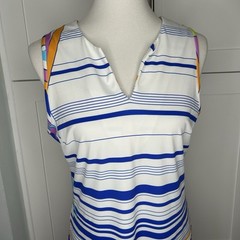 Jude Connally Summer Sheath Dress Sz Medium M Colorful V-neck Contrasting Print