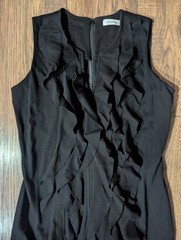 Calvin Klein Women&rsquo;s Classic V-Neck Black Ruffle Mini Dress Size 8 NWT Dry Clean
