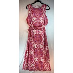 Chico&rsquo;s Pink Medallion Metallic Sleeveless Maxi Dress Size 1 US 8/10boho wedding