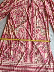 M A Gabrielle Women&rsquo;s M Pink Beige Green Paisley Shift Knee Jersey 3/4 Sleeve
