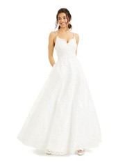 SAY YES TO THE Womens Dress White Spaghetti Strap Formal Juniors 56