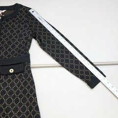 Lavinia Button Shift Black Camel Jacquard Workwear Ottoman Dress Size 8R