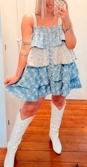 &lsquo;POL&rsquo; Leo embroidered overall dress. Size: Small