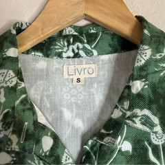 LIVRO green floral block print button front maxi shirt dress SMALL