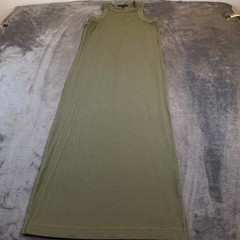 Banana Republic Ribbed Maxi Dress Womens Extra Small Green Sleeveless Slit