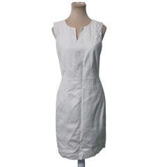 Covington Women White Lace Back Sheath Dress Size 8 Sleeveless V-Neck Classic