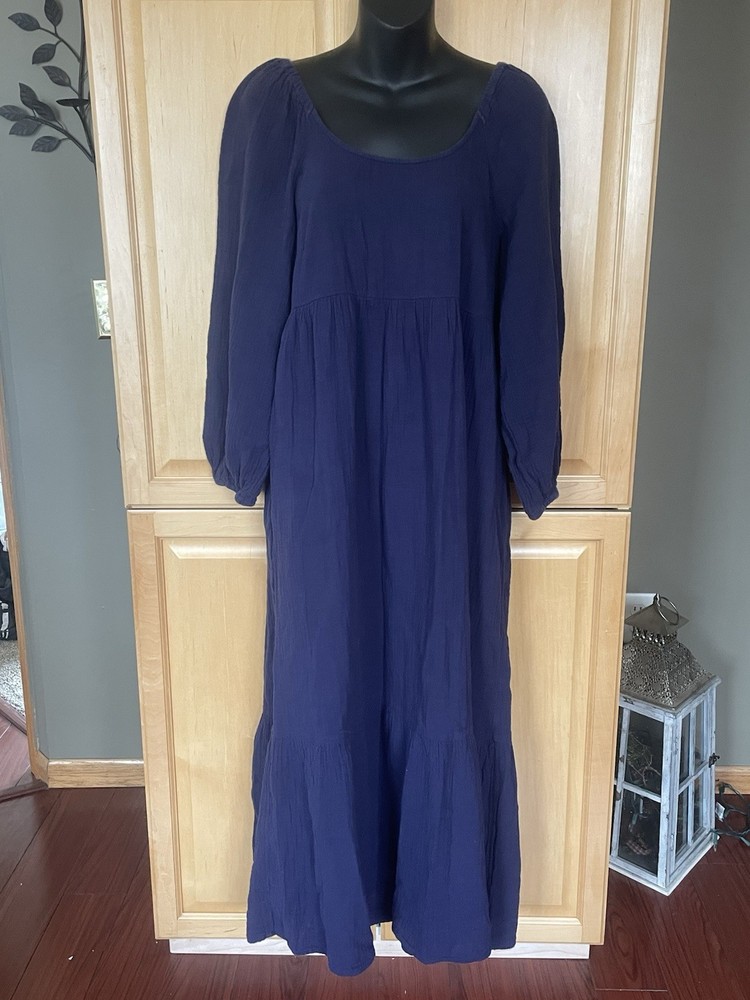 Universal Thread Puff Elbow Sleeve Gauze Navy Blue Women’s Size Medium