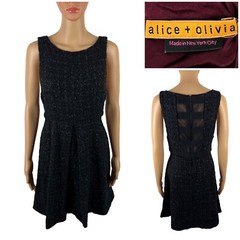 Alice + Olivia Womens 6 Dress Black Texturated Made In USA New York EUC