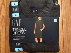 New GAP Large Womens Lightweight Relaxed Fit Pocketed Tencel Dress gray (D12)