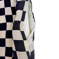 Nipon Womens Black & White Checker Silk Dress Short Sleeve US Checkered Size 12
