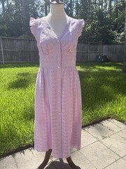 J Crew Embroidered Eyelet Flutter Sleeve Dress Peony Pink Size 10