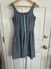 Women’s 100% Cotton Navy White Polka Dot Small Summer Dress With Pockets