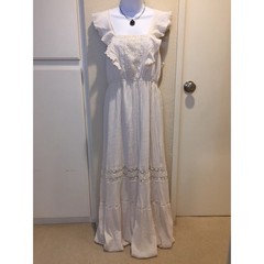 Boho Style White Maxi Dress, Festival Season, Size Medium