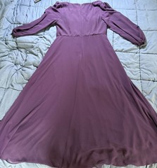 Ever-Pretty Women&rsquo;s V-Neck High-Low Chiffon Long Sleeve Evening Dress in Purple