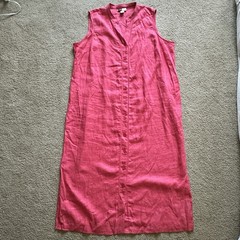 Jennifer Moore Coral Pink Sleeveless 100% Linen Dress 20W