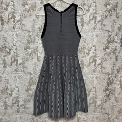 Alice + Olivia Kamilah Herringbone Knit Skater Dress in Black/White