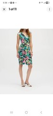 Joseph Ribkoff Tropical Print Faux Wrap Sheath Dress Blackmulti SIZE 8 N G1N