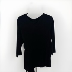 Ann Taylor Women&rsquo;s Black Solid Sheath Dress Knot Front Round Neck Knee L/S L