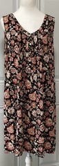 J Jill Size Large Petite Black Floral sleeveless Five Button Tank Dress