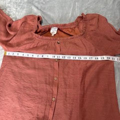 Naif Terracotta Pink Button Down Ruffle Sleeve Shift Dress XL