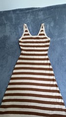 Maxi Dress Active Basic Brown Stripe Sweater Dress Size L (1080)