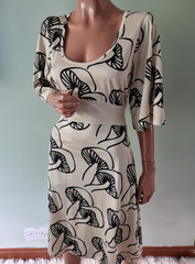 Numph Medium Toadstool Mushroom Quirky Print Dress Angel Wing Sleeves