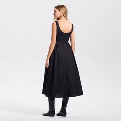Women Cap Sleeve Gathered Waist Midi A-Line Dress – A New Day