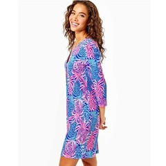 Lilly Pulitzer Pineapple Printed Mini Dress Cotton Long Sleeve Resort S 279239