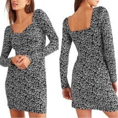 Boden NWT Tencel Swirl Sprig Sweetheart Neckline Jersey Dress Size US8R UK12R