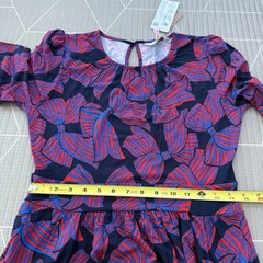 NEW Boden Blue Alexandra Bow Blouson Jersey Dress Size 8 Long Pockets Long Slv