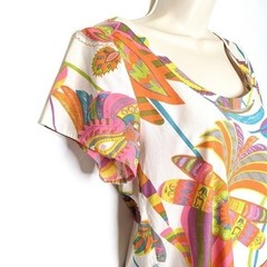 ASOS Womens Psychedelic Floral Shift Dress Multi Color Retro Short Sleeve Size 4