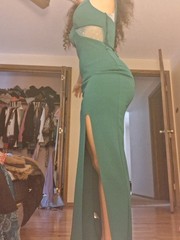 City Triangles Green V-Neck Sleeveless Cut-Out Rhinestone Slit Maxi Juniors 7